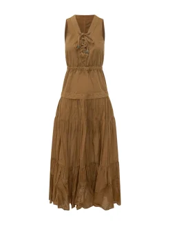 Casarsa V Neck Dress with Ruffles