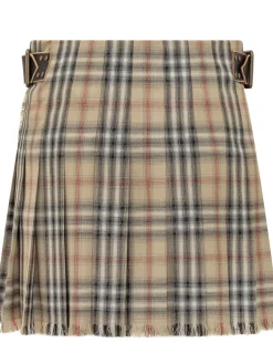 Checked Mini Skirt with Frayed Hem