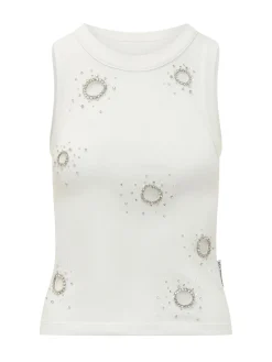 Classic Tank Top with Jewel Embellishments