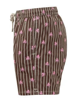 Costume da Bagno con Vita Elastica, Righe e Motivo Polpo