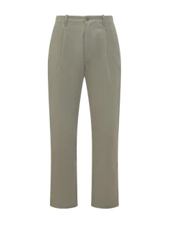Cotton Tapered Pants with Pleats