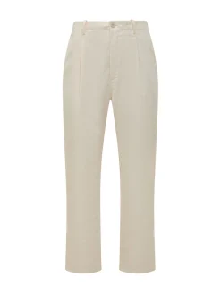 Cotton Tapered Pants with Pleats