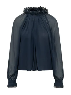Creponne Shirt with Ruffled Neck