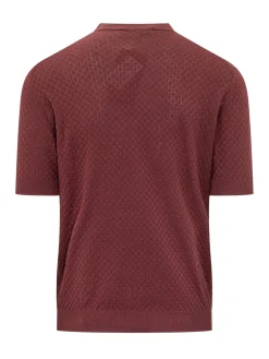 Crewneck Short Sleeve Knit Top with Geometric Pattern