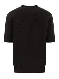 Crew Neck Short Sleeve Perforated Sweater
