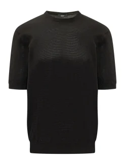 Crew Neck Short Sleeve Perforated Sweater