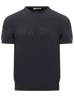 Crew Neck Short Sleeve Sweater with Mesh Inserts