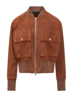 Cropped Bomber Jacket with Zip and Flap Pockets