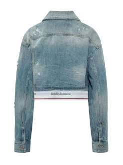 Cropped Denim Jacket with Pockets and Buttons