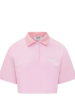 Cropped Pique Polo Shirt