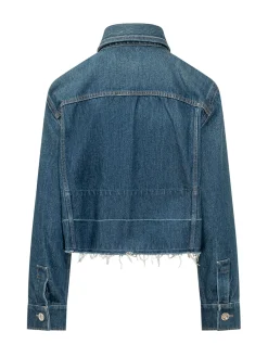Cropped Shirt with Frayed Hem