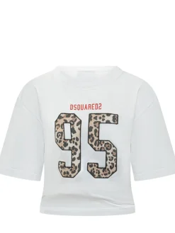 Cropped T-shirt with Animal Print Number