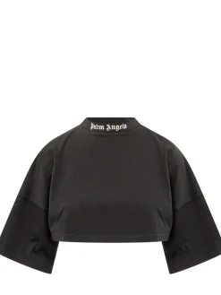 Cropped T-shirt with Neck Logo
