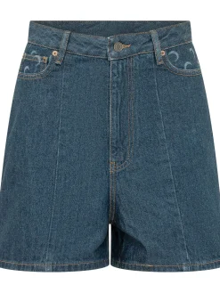 Denim Shorts with Pockets and Front Closure