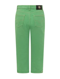 Denim Trousers with Front Closure and Pockets