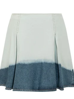 Dégradé Denim Pleated Skirt
