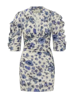 Doris Draped Dress with Ruched Sleeves