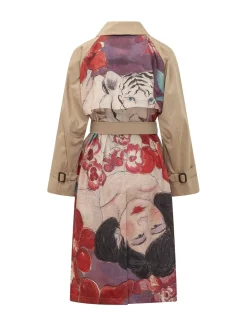 Double Breasted Trench Coat with Belt and Lapels