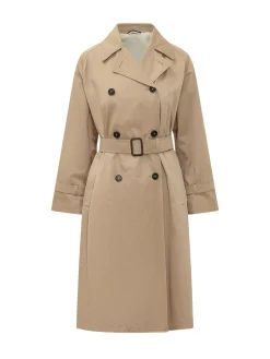 Double Breasted Trench Coat with Belt and Lapels
