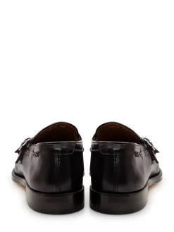 Double Buckle Loafers in Leather