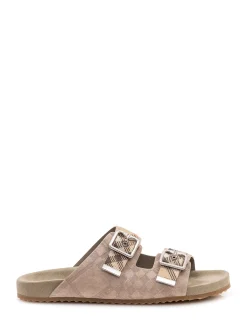 Double Buckle Slide Sandals