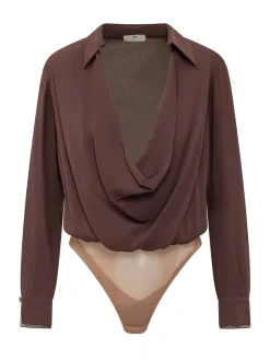 Draped Deep Neck Bodysuit