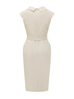 Dress Amadine with Belt and Lapel Neckline