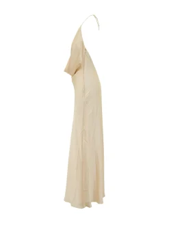 Dress Halter with Deep Neckline and Draping