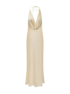 Dress Halter with Deep Neckline and Draping