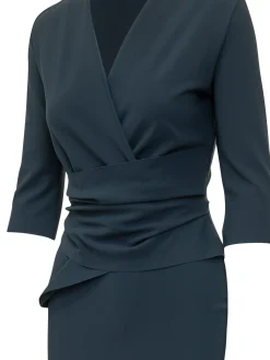 Dress with V-Neck and Draped Waist
