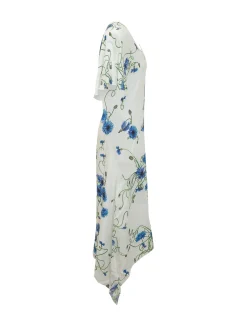 Dress with V Neck and Floral Print