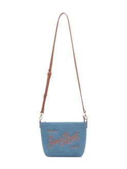Fabric Shoulder Bag with Embroidered Logo