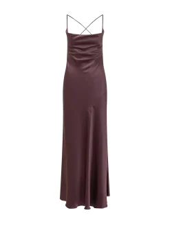 Farro Satin Dress with Crossed Straps
