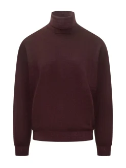 Filippo De Laurentiis Bordeaux Wool Turtleneck Sweater