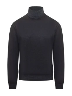 Filippo De Laurentiis Dark Grey Wool Turtleneck Sweater