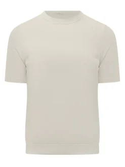 Fine Knit Crew Neck Short Sleeve Sweater