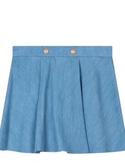 Flared Skirt with Decorative Buttons