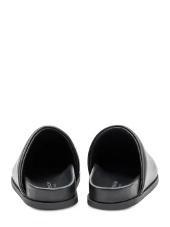 Flat Mule with Smooth Upper and Logo