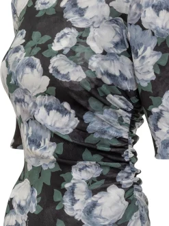 Floral Mesh Short-Sleeve Top