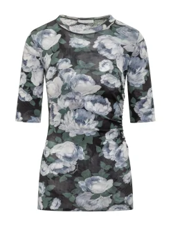 Floral Mesh Short-Sleeve Top