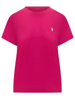 Fuchsia Crew Neck T-shirt with White Logo – Polo Ralph Lauren