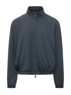 Giacca Blouson con Zip e Collo Alto