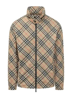Giacca con Zip e Motivo Check