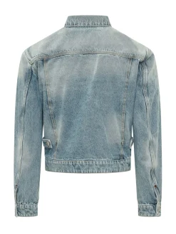 Giacca in Denim con Quattro Tasche e Bottoni