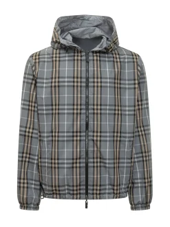 Giacca Newport con Cappuccio e Zip e Motivo Check