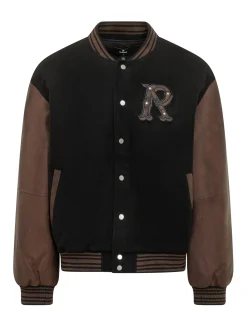 Giacca Varsity con Maniche a Contrasto e Patch
