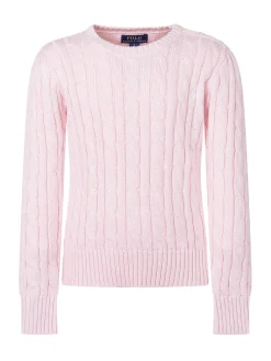 Girls Cotton Cable-Knit Crewneck Sweater