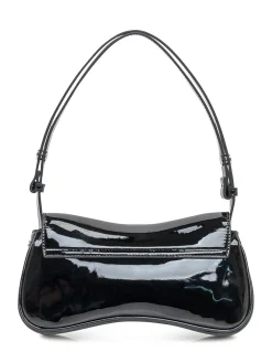 Glossy clutch with shoulder strap