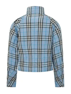 High Neck Jacket with Check Pattern