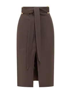 High Waist Midi Skirt with Belt